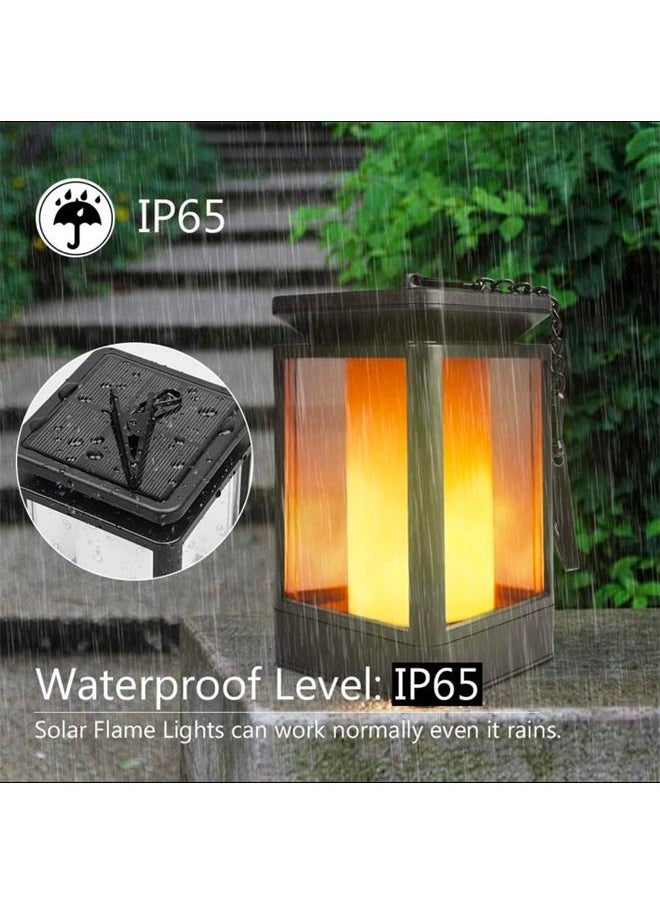 BLUE CORAL 2 Pack Solar Lantern Lights Dancing Flame Waterproof Outdoor Hanging Lanterns Lighting LED Night Light for Garden Patio Yard Pathway  - Image 3