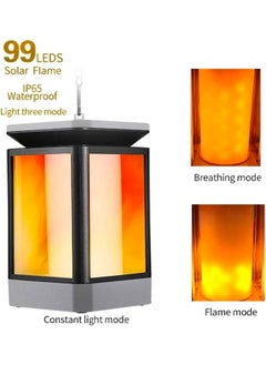 BLUE CORAL 2 Pack Solar Lantern Lights Dancing Flame Waterproof Outdoor Hanging Lanterns Lighting LED Night Light for Garden Patio Yard Pathway  - Image 5