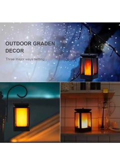 BLUE CORAL 2 Pack Solar Lantern Lights Dancing Flame Waterproof Outdoor Hanging Lanterns Lighting LED Night Light for Garden Patio Yard Pathway  - Image 4