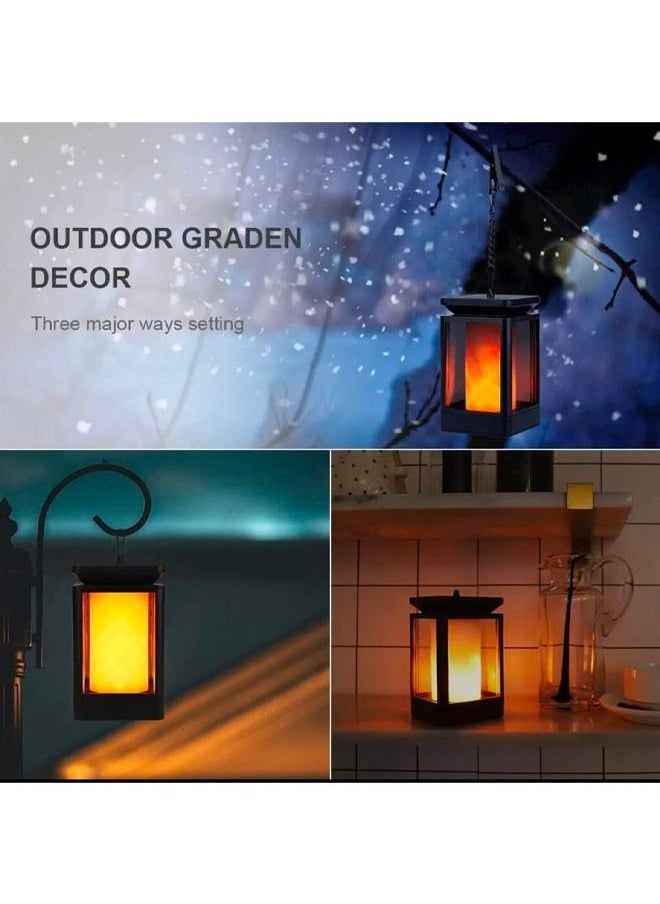 BLUE CORAL 2 Pack Solar Lantern Lights Dancing Flame Waterproof Outdoor Hanging Lanterns Lighting LED Night Light for Garden Patio Yard Pathway  - Image 4