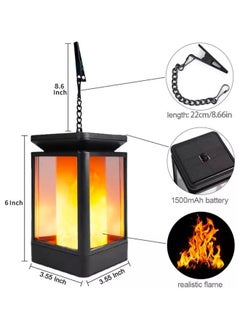 BLUE CORAL 2 Pack Solar Lantern Lights Dancing Flame Waterproof Outdoor Hanging Lanterns Lighting LED Night Light for Garden Patio Yard Pathway  - Image 2