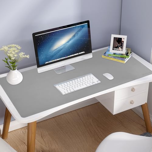 AROPANA Anti-Slip Extended Mouse Pad | PU Vegan Leather Desk Mat | Large Computer Desk Protector Pad with Suede Base for Keyboard, Laptop, Office & Home (120x60CM, Grey) - Image 2