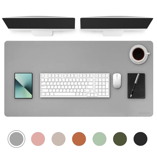 AROPANA Anti-Slip Extended Mouse Pad | PU Vegan Leather Desk Mat | Large Computer Desk Protector Pad with Suede Base for Keyboard, Laptop, Office & Home (120x60CM, Grey) - Image 5
