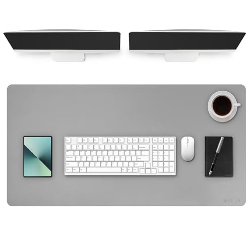 AROPANA Anti-Slip Extended Mouse Pad | PU Vegan Leather Desk Mat | Large Computer Desk Protector Pad with Suede Base for Keyboard, Laptop, Office & Home (120x60CM, Grey) - Image 1
