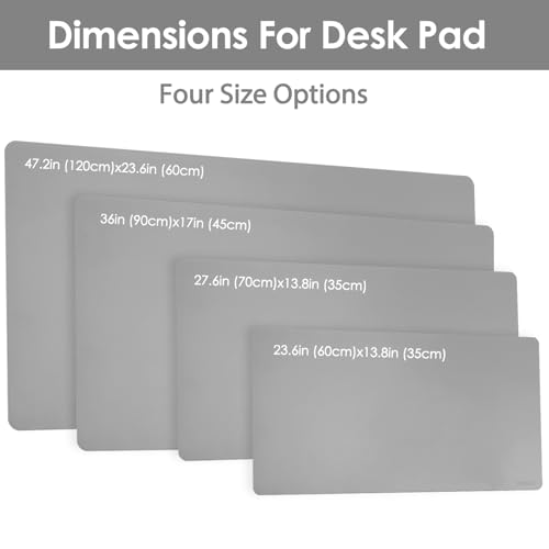 AROPANA Anti-Slip Extended Mouse Pad | PU Vegan Leather Desk Mat | Large Computer Desk Protector Pad with Suede Base for Keyboard, Laptop, Office & Home (120x60CM, Grey) - Image 3
