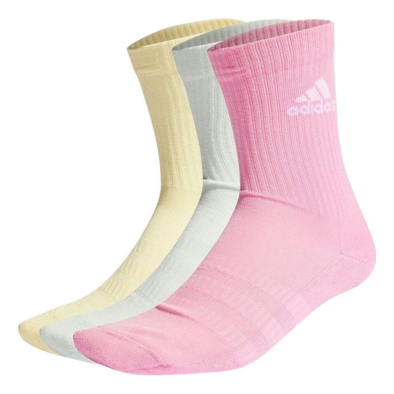 adidas Cushioned Crew Socks 'Pink Green Yellow'