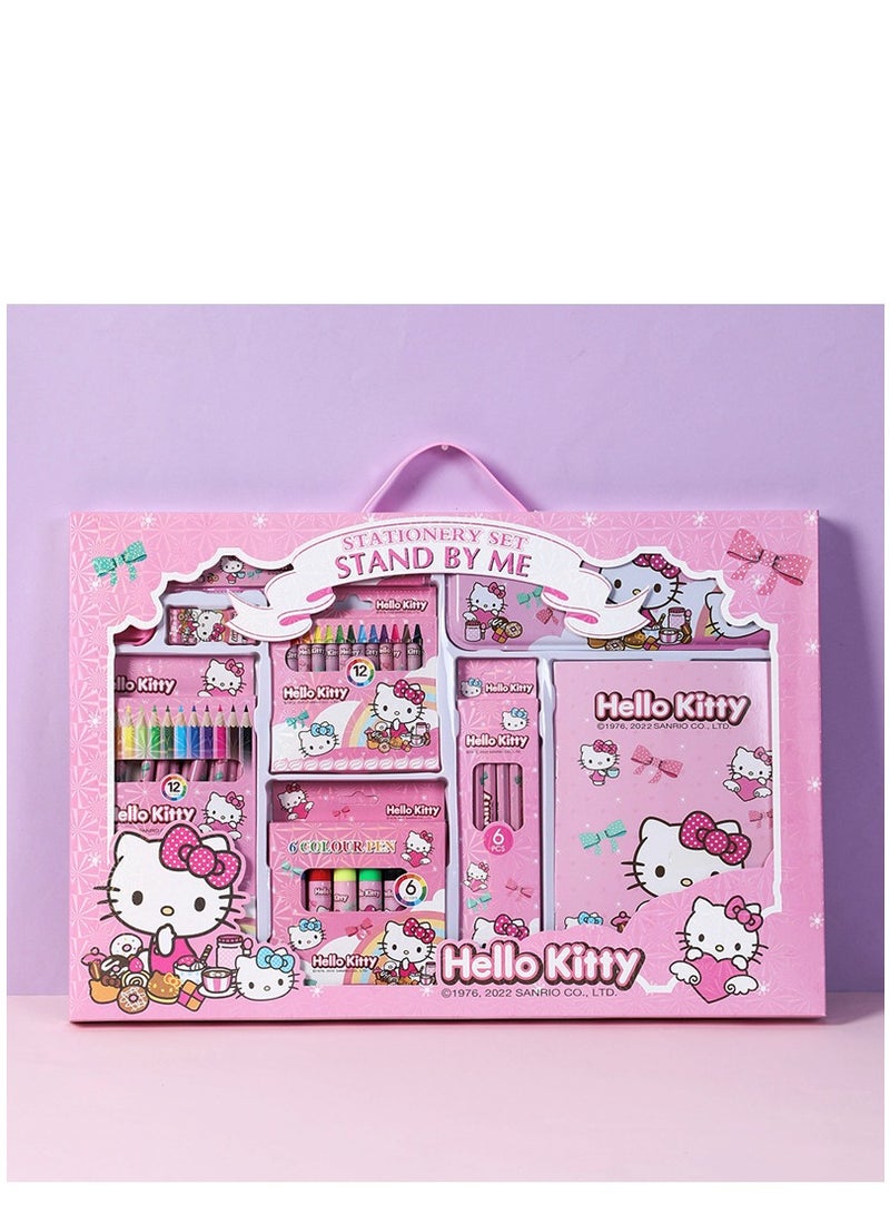 Hello Kitty  Stationary Kit For kids - 41Pcs Items Pencil Box Colours Eraser and Sharpener -Return Gift kids/Hello Kitty  School kids Set Return Gifts