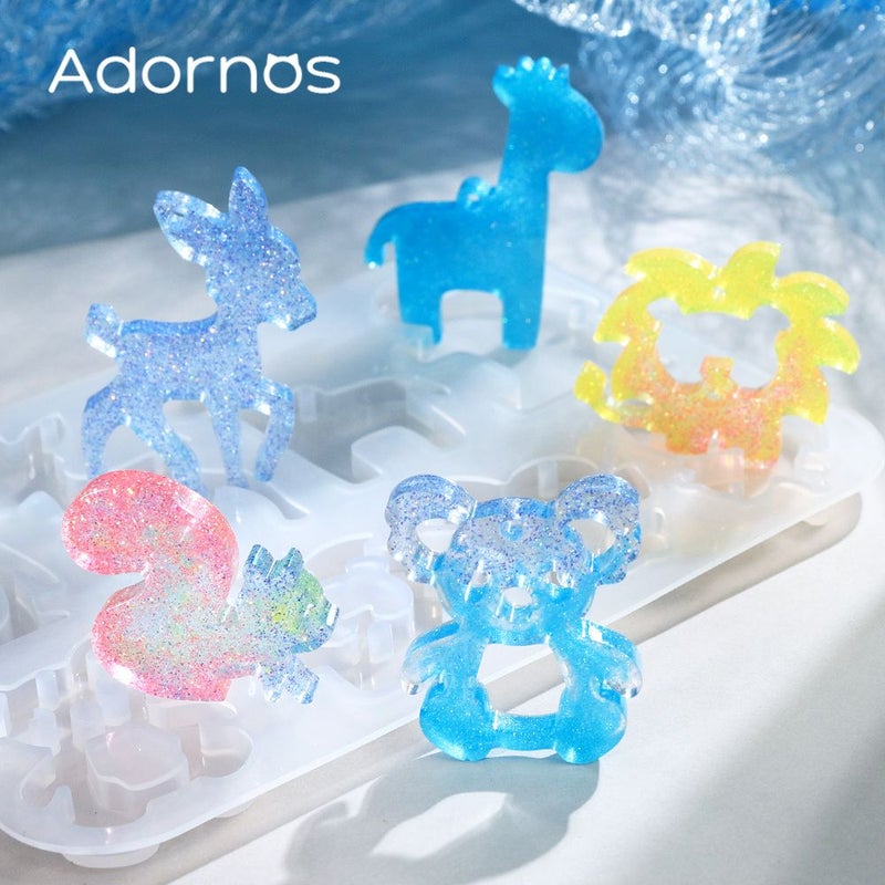 1 Set ZBXLMJ Mixed Animal Resin Mold for Epoxy Keychain DIY - Image 2