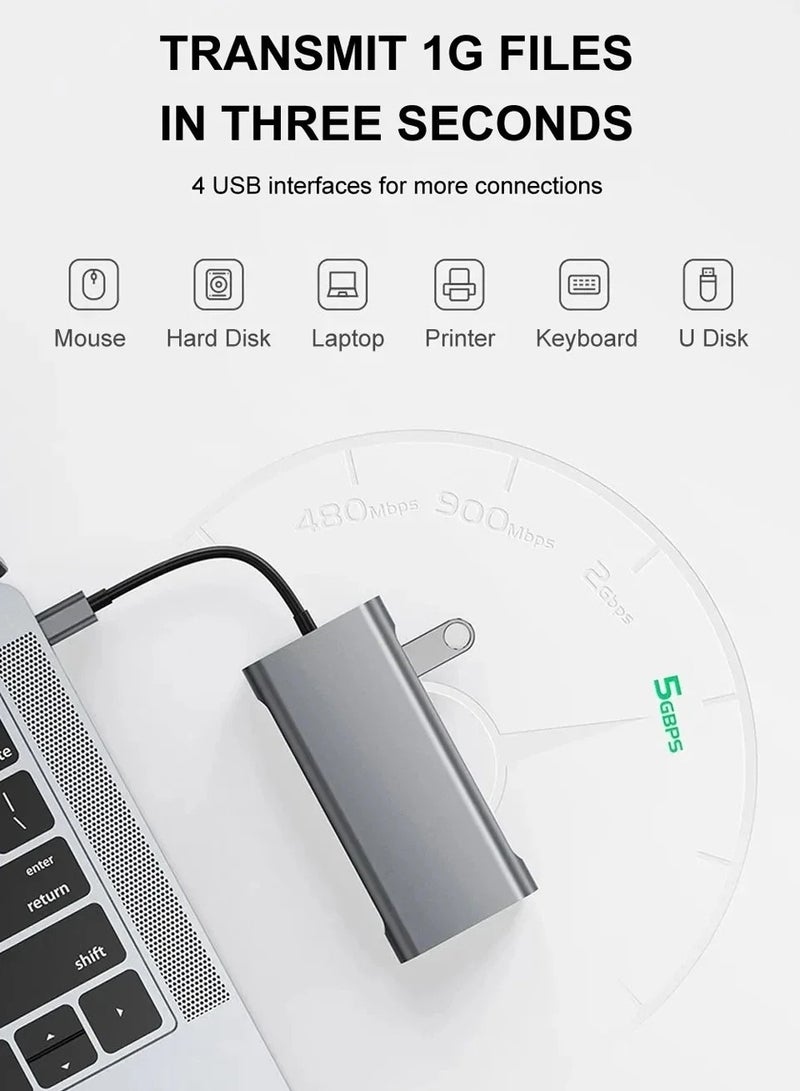 Zero ZERO 11IN1 Type C to 4K HDTV Adapter with LAN, VGA, Audio, 4 USB Ports, SD & TF Slots – Grey  - Image 4