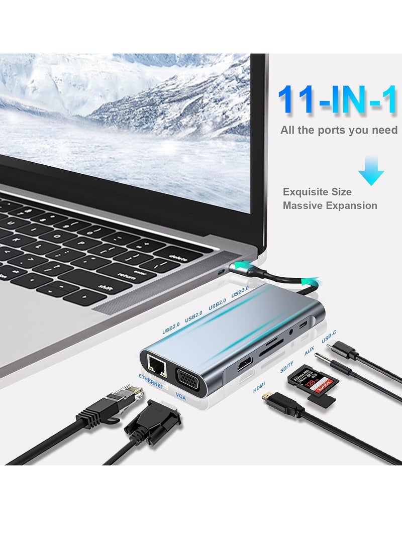 Zero ZERO 11IN1 Type C to 4K HDTV Adapter with LAN, VGA, Audio, 4 USB Ports, SD & TF Slots – Grey  - Image 5