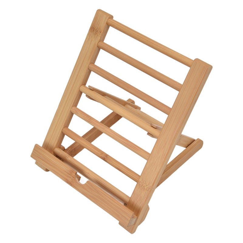 Bamboo Tablet Stand Natural Foldable Multi-Angle Design - Universal Compatibility Fits 4-13 Inch Devices Portable Desktop Holder for Home Office Kitchen Travel - Image 4