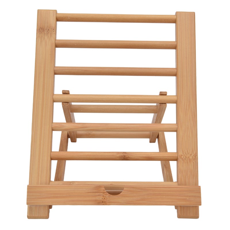 Bamboo Tablet Stand Natural Foldable Multi-Angle Design - Universal Compatibility Fits 4-13 Inch Devices Portable Desktop Holder for Home Office Kitchen Travel - Image 2