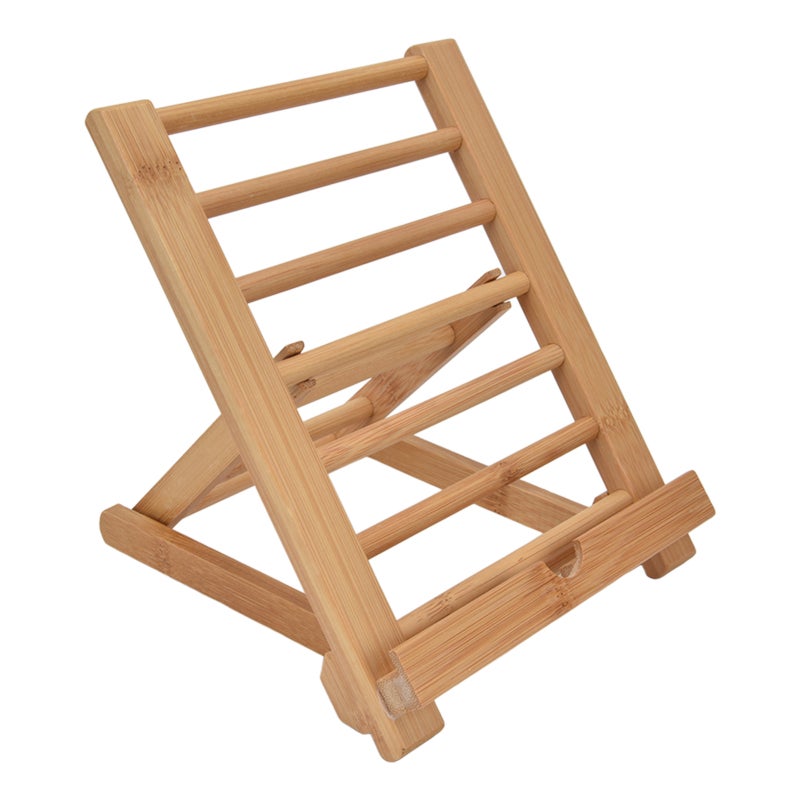 Bamboo Tablet Stand Natural Foldable Multi-Angle Design - Universal Compatibility Fits 4-13 Inch Devices Portable Desktop Holder for Home Office Kitchen Travel - Image 1