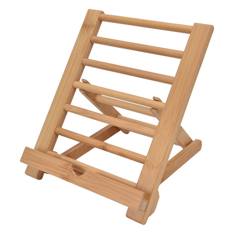 Bamboo Tablet Stand Natural Foldable Multi-Angle Design - Universal Compatibility Fits 4-13 Inch Devices Portable Desktop Holder for Home Office Kitchen Travel - Image 5