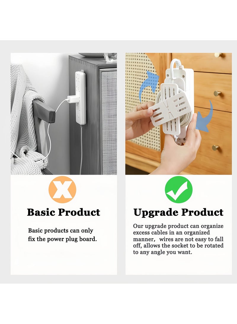 6 Pcs Power Strip Holders, Socket Fixers 360° Rotation Self Adhesive Desktop Socket Fixers Punch-Free Power Strip Holders for Kitchen Home Office Cable Management - Image 3