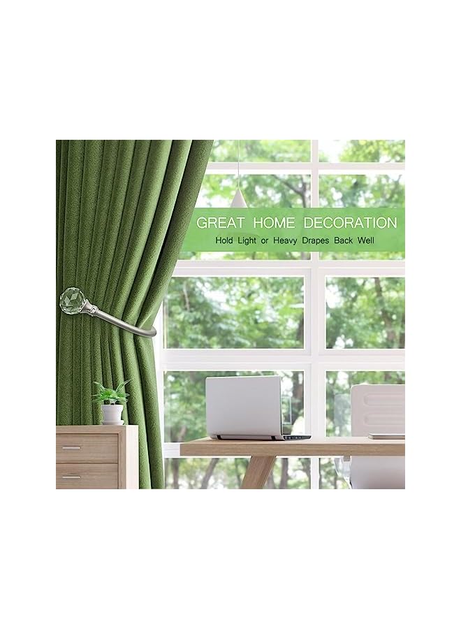 erorex Curtain Holdbacks, 4 Pack Curtain Holders for Wall, Decorative Crystal Curtain Tiebacks Wall Mounted Drapery Tiebacks Curtain Pull Backs for Home Decor, Brushed Nickel - Image 3