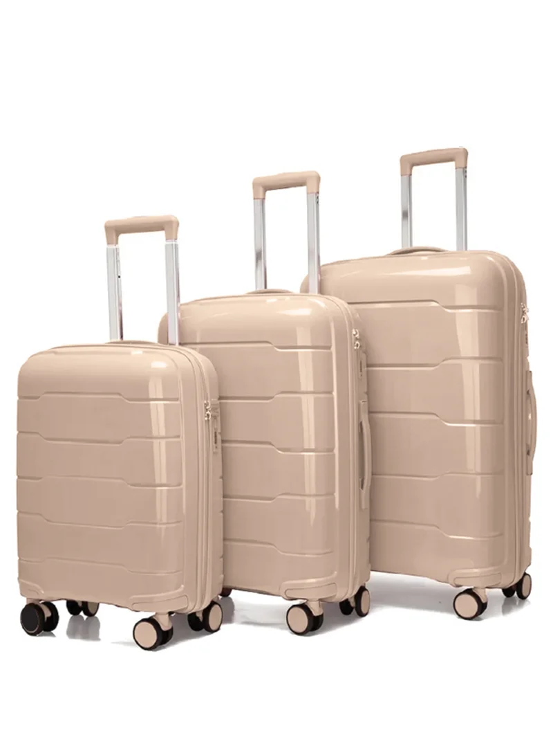 ريفلكشين Reflection PP Luggage Set of 3, Scratchproof, Lightweight &amp; 360° Silent Wheels Suitcase, PP Hard Luggage Trolley, Travel Luggage with Spinner Wheels  (3pc Set, Beige)