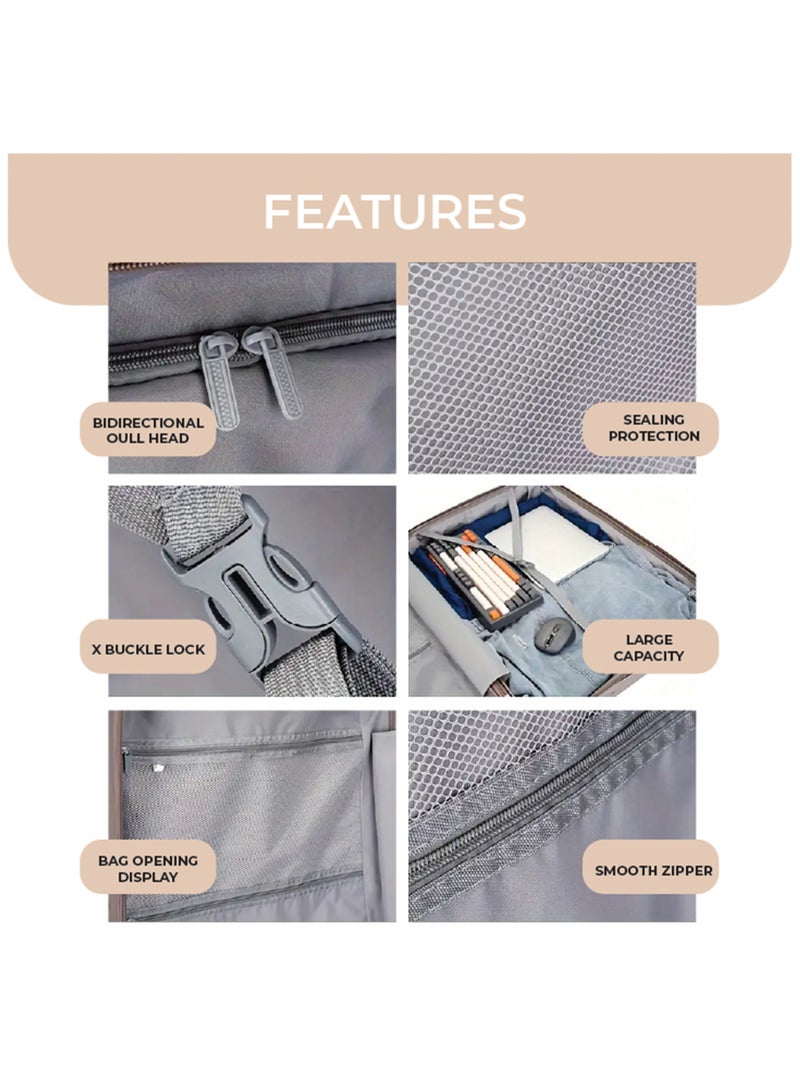 Reflection PP Luggage Set of 3, Scratchproof, Lightweight & 360° Silent Wheels Suitcase, PP Hard Luggage Trolley, Travel Luggage with Spinner Wheels  (3pc Set, Beige) - Image 4