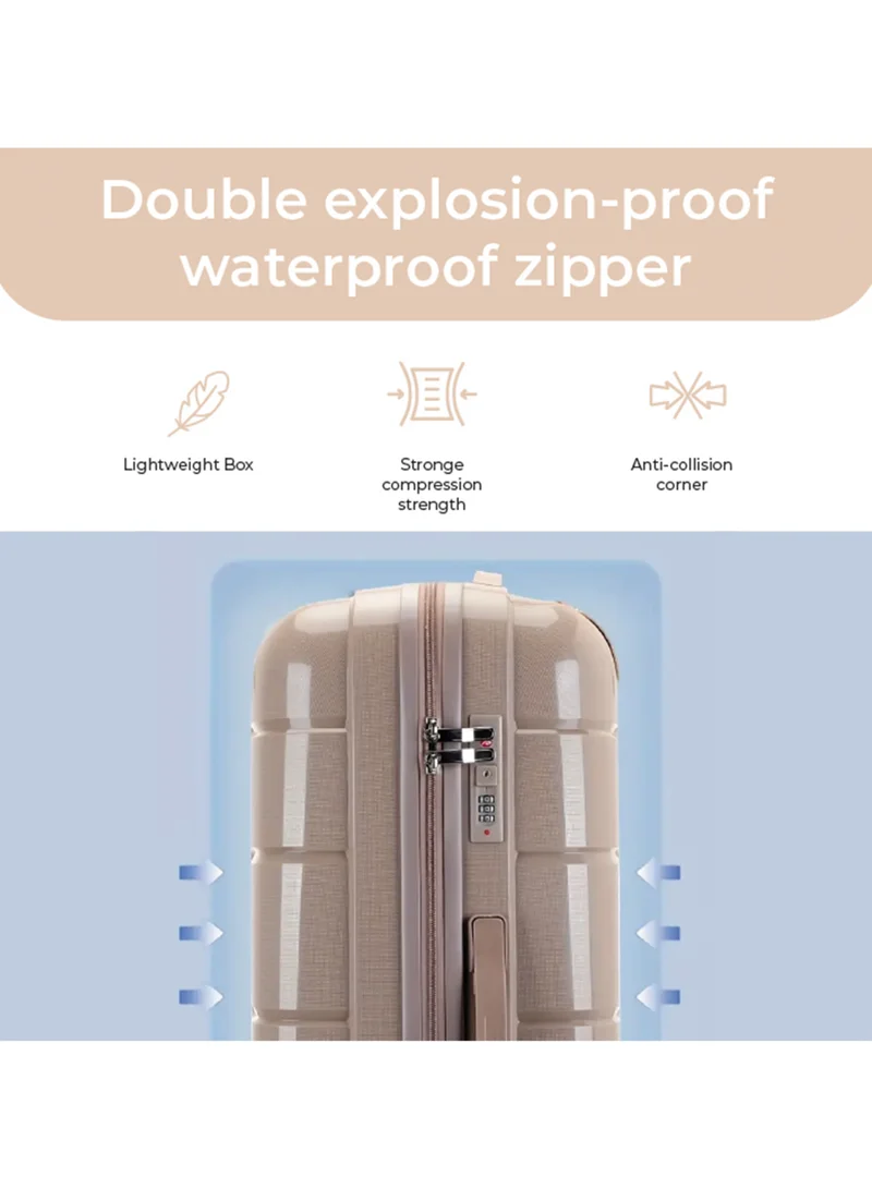ريفلكشين Reflection PP Luggage Set of 3, Scratchproof, Lightweight &amp; 360° Silent Wheels Suitcase, PP Hard Luggage Trolley, Travel Luggage with Spinner Wheels  (3pc Set, Beige)