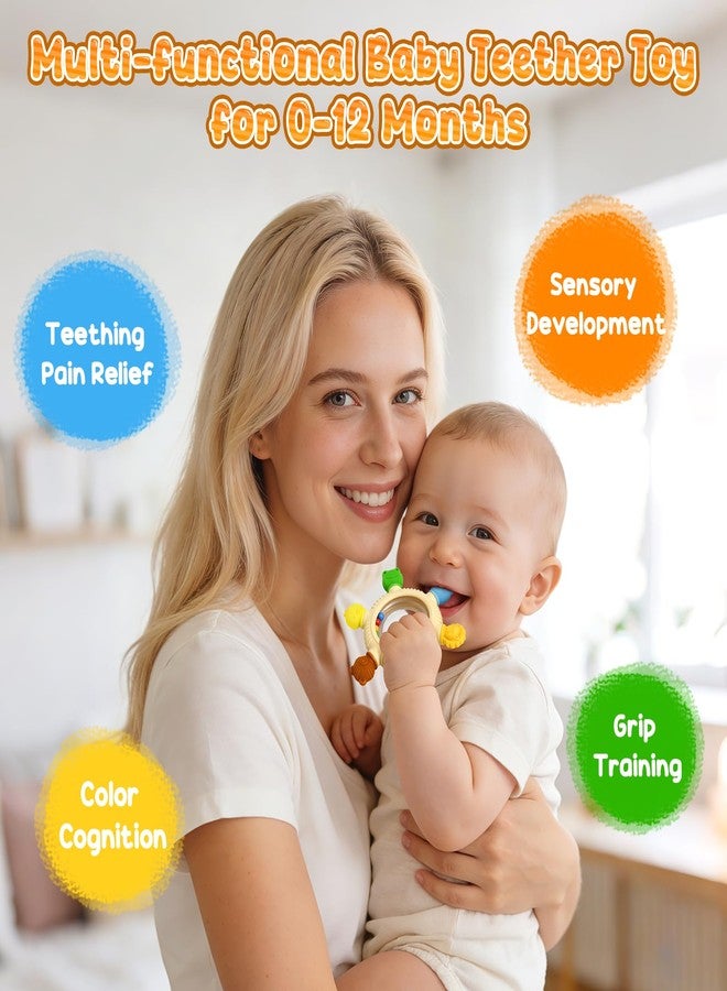 TOHIBEE Baby Teething Ring Toys with Rattle for 3-6 6-12 Months, BPA Free Silicone - Image 3
