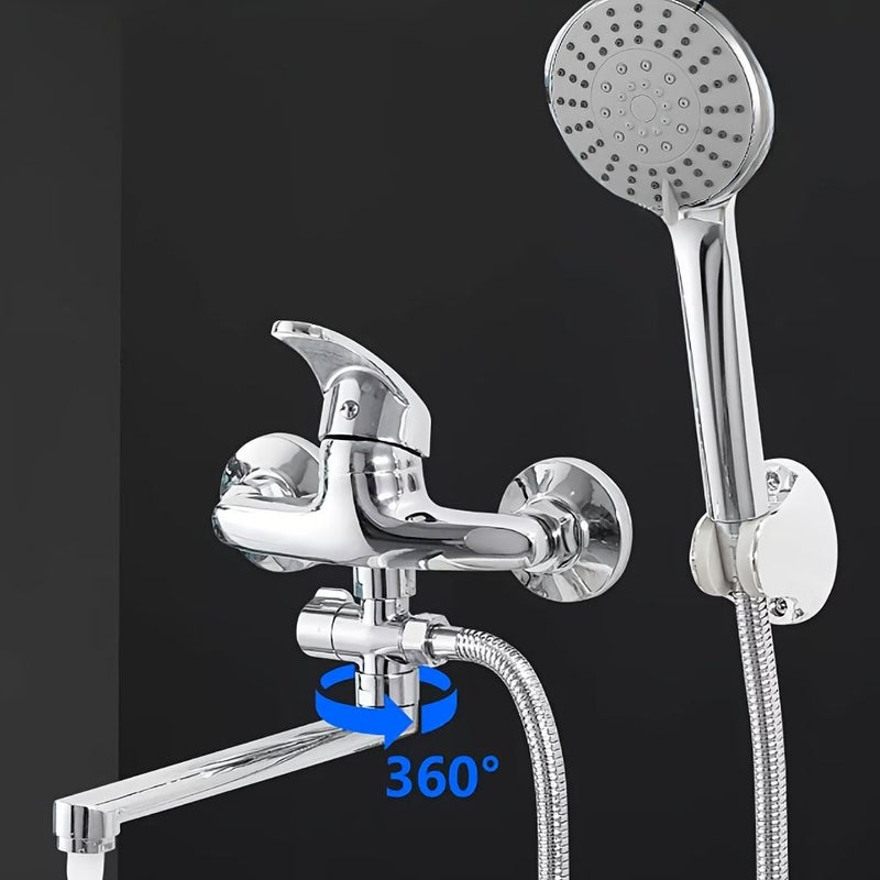 Shower Faucet Set Alloy Material Three Way Water Outlet Bathtub Shower System Electroplating - Image 5
