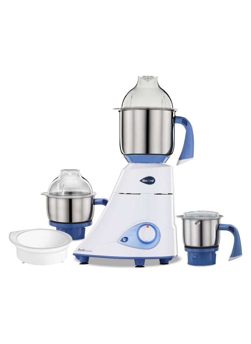 Generic Preethi Blue Leaf Diamond 750-Watt Mixer Grinder with 3 Jars, Blue/White  - Image 1