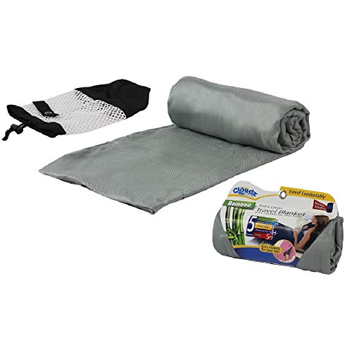 Cloudz Extra Large Airplane Travel Blanket for Your Flight, Car, Camping, Home or Comforting Warmth Anywhere! Includes Warm Cozy Pockets for Your Feet and a Travel Bag - Charcoal - Image 5