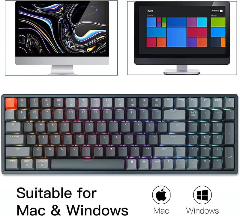 Keychron K4 Bluetooth Wireless Mechanical Keyboard with RGB LED Backlight, Hot-swappable, Compact 100 Keys, USB Wired for Mac and Windows, Gateron Brown Switch - Image 4