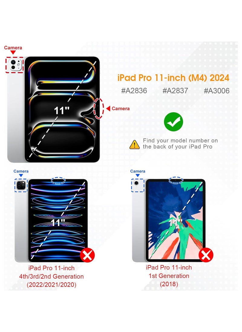 iPad Pro 11-inch M4 (2024) (Model Number: A2836/A2837/A3006) - [Built-in Pencil Holder] Shockproof Protective Cover with Clear Transparent Back Shell, Navy Blue