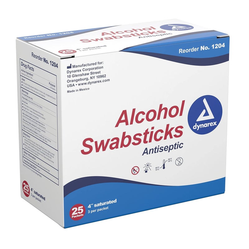 Dynarex عصا مسحة الكحول الطبية من ديناريكس 1204 مشبعة بالكحول الإيزوبروبيلي 70 بطول 35 حزمة من 750 - Image 2