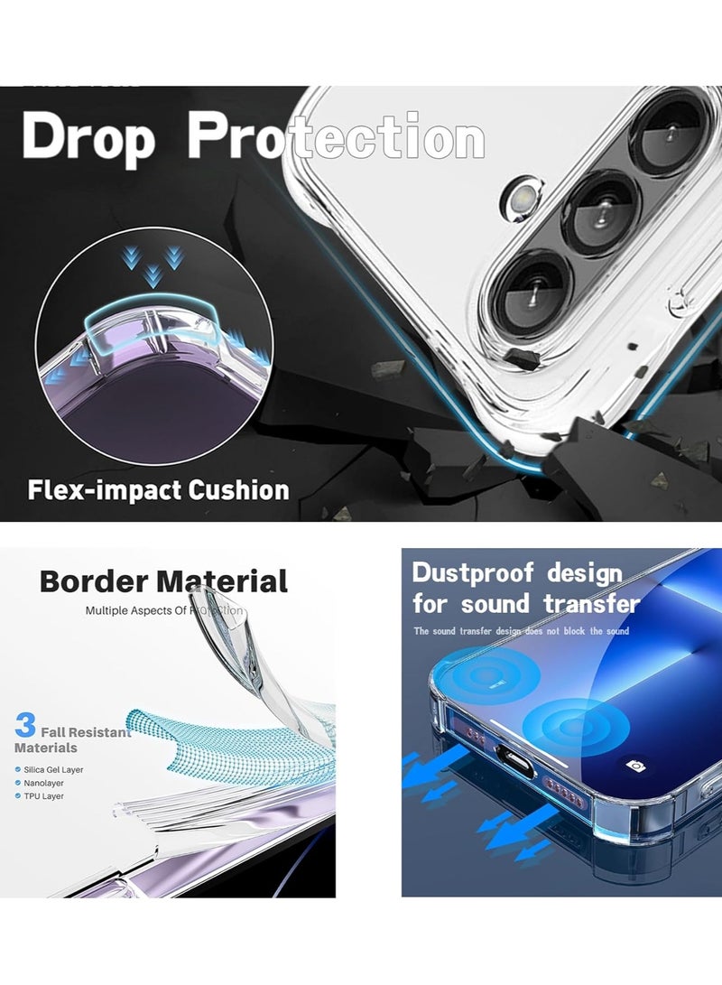 Youque 3 in 1 Samsung Galaxy A56 Case with Tempered Glass Screen Protector and Camera Lens Protector, Clear TPU, Reinforced Corner Shockproof, Anti-Scratch - Image 2