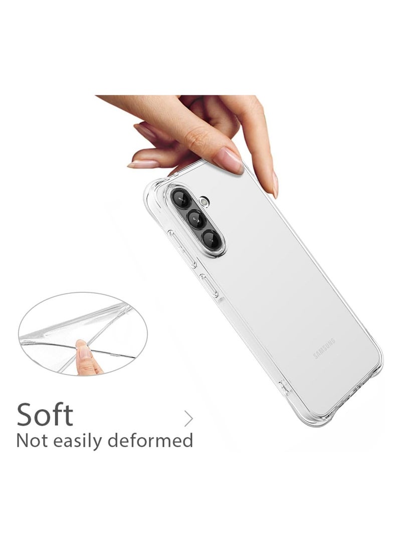 Youque 3 in 1 Samsung Galaxy A56 Case with Tempered Glass Screen Protector and Camera Lens Protector, Clear TPU, Reinforced Corner Shockproof, Anti-Scratch - Image 3