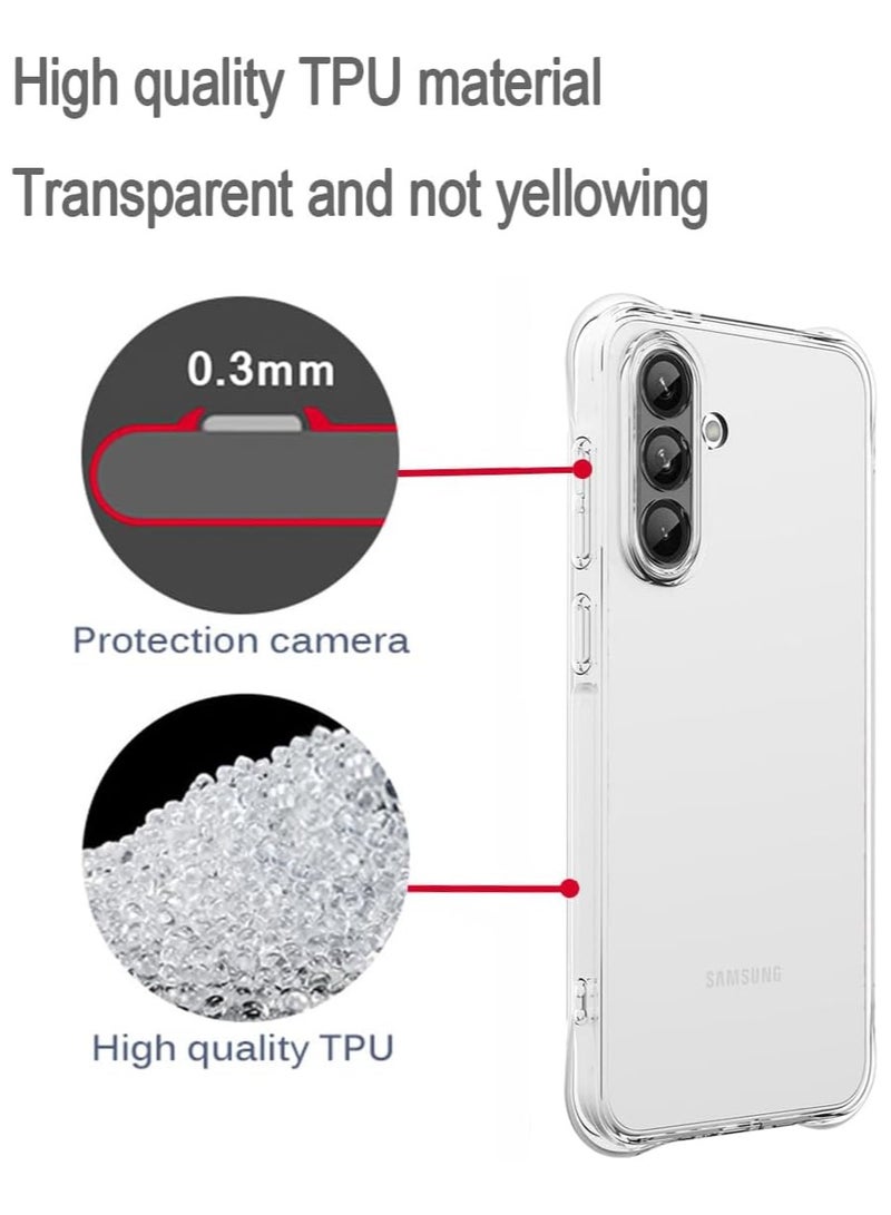 Youque 3 in 1 Samsung Galaxy A56 Case with Tempered Glass Screen Protector and Camera Lens Protector, Clear TPU, Reinforced Corner Shockproof, Anti-Scratch - Image 4