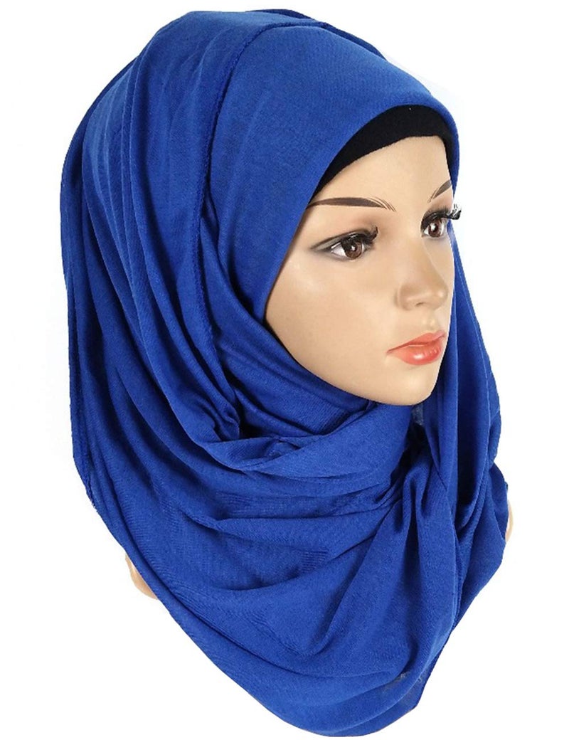 Harewom African Head Wraps for Black Women Solid Turban Stretch Headband Tie for Sleeping Royal Blue - Image 2