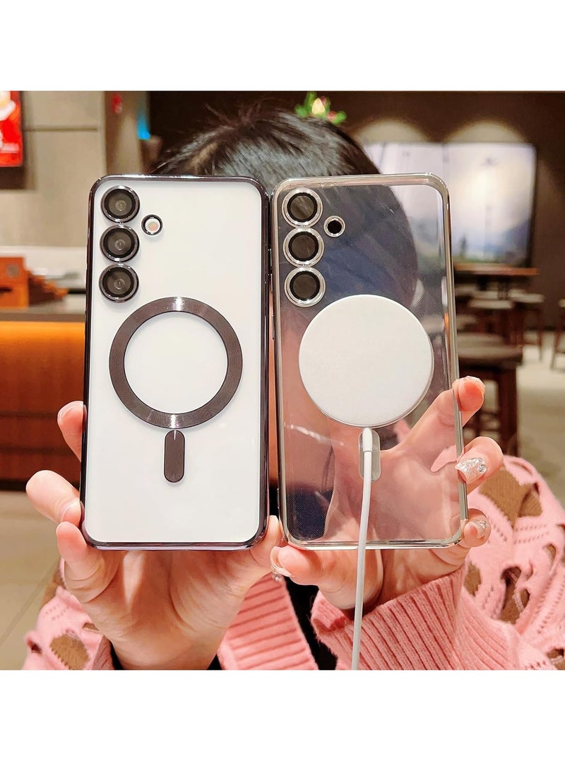 Case Magnetic Clear for Samsung Galaxy S24 Plus Case with MagSafe Cover Silicone Cover Slim Thin Anti-Fingerprint Scratch Wireless Charging Case for Galaxy S24 Plus. Black - Image 3