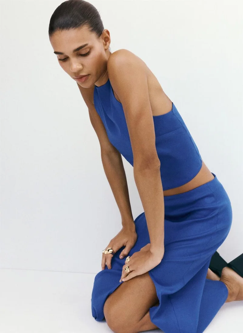 Mango 52-AZUL Linen Cotton Halter Top for Women | Best Price UAE