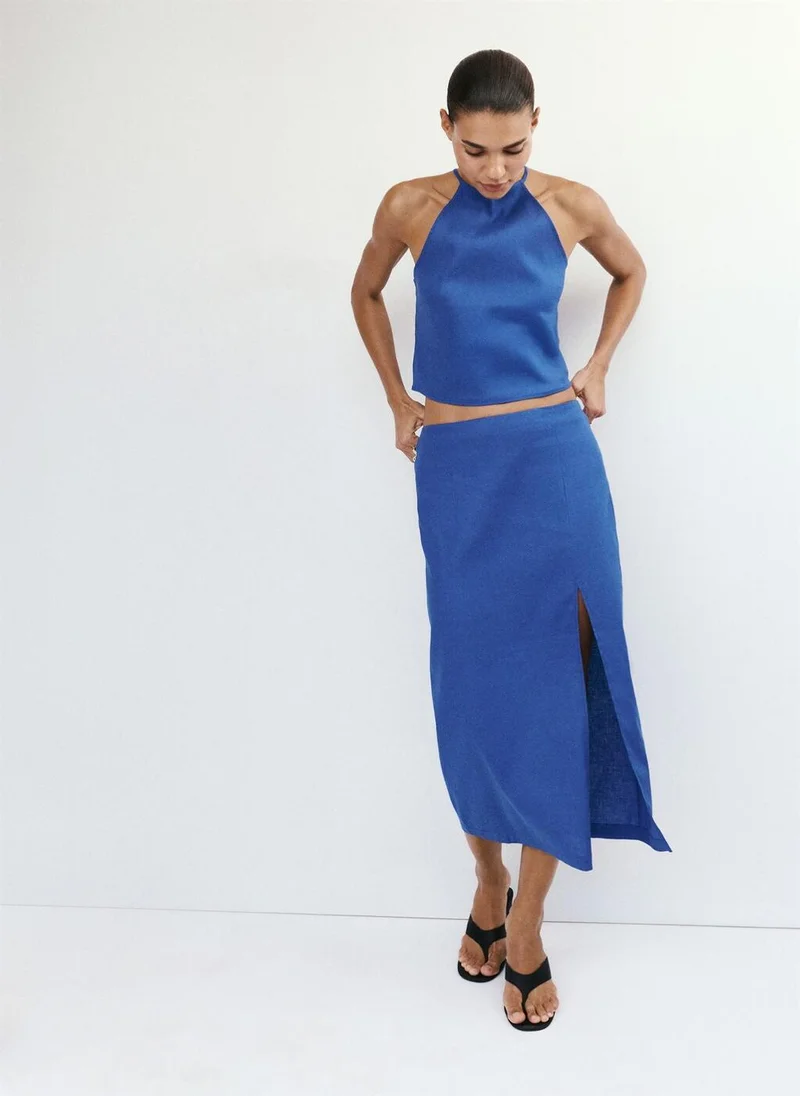 Mango 52-AZUL Linen Cotton Halter Top for Women | Best Price UAE