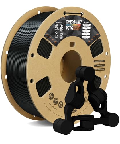 OVERTURE PETG 3D Printer Filament 1.75mm, Neatly Wound Durable PETG 1kg Spool (2.2lbs), Strong Toughness Filament, Dimensional Accuracy +/- 0.02mm, Fit Most FDM Printers (Black (1-Pack)) - Image 1