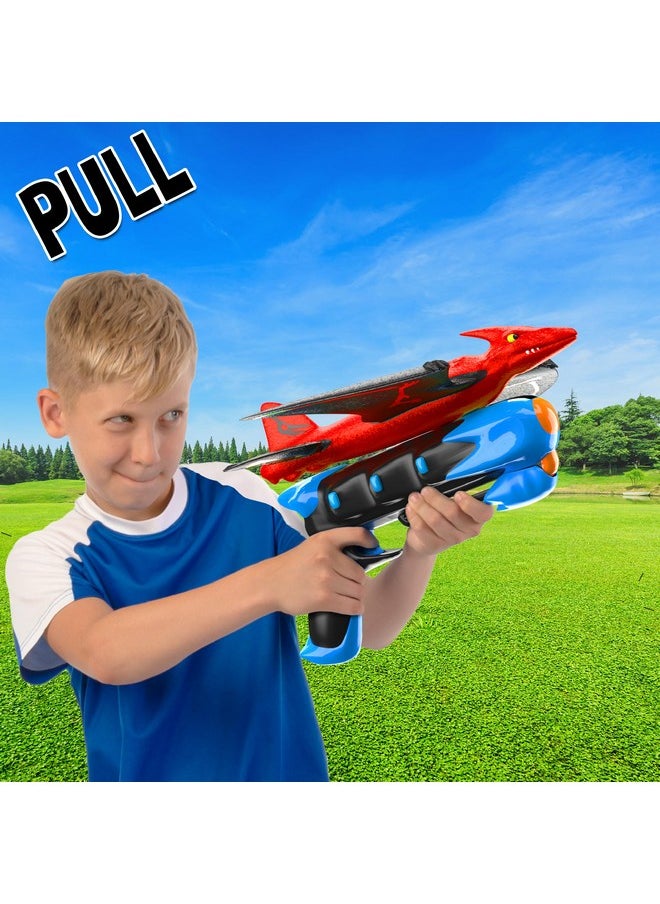 MindSprout Dino Launchers Airplane Toys For Kids Age 3 7 Outdoor Family Fun With Dinosaur Toys  - Image 2