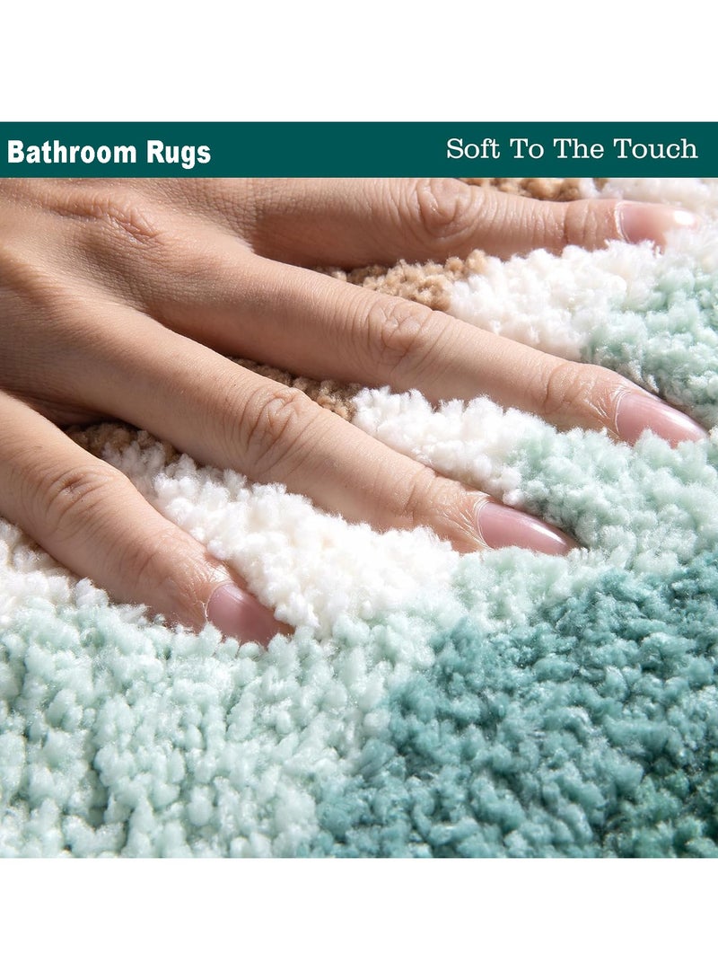 Bathroom Rugs Bath Mat 40x60 CM Non Slip Fluffy Soft Plush Microfiber Shower Carpet Rug Machine Washable Quick Dry Ultra Bath Mats for Tub Bathroom and Shower Ocean. - Image 3