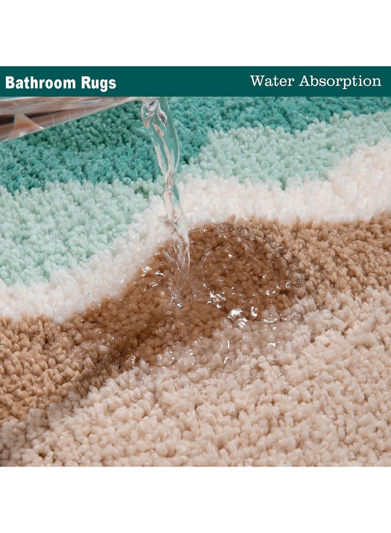 Bathroom Rugs Bath Mat 40x60 CM Non Slip Fluffy Soft Plush Microfiber Shower Carpet Rug Machine Washable Quick Dry Ultra Bath Mats for Tub Bathroom and Shower Ocean. - Image 2