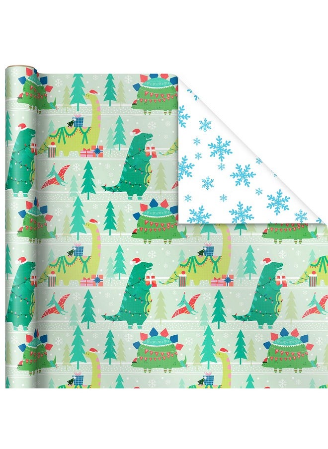 Hallmark Hallmark Trendy Reversible Christmas Wrapping Paper for Kids (3 Rolls: 120 sq. ft. ttl) Dinosaurs, Koalas, Polar Bears, Penguins, Camels, Zebras, Stripes  - Image 3