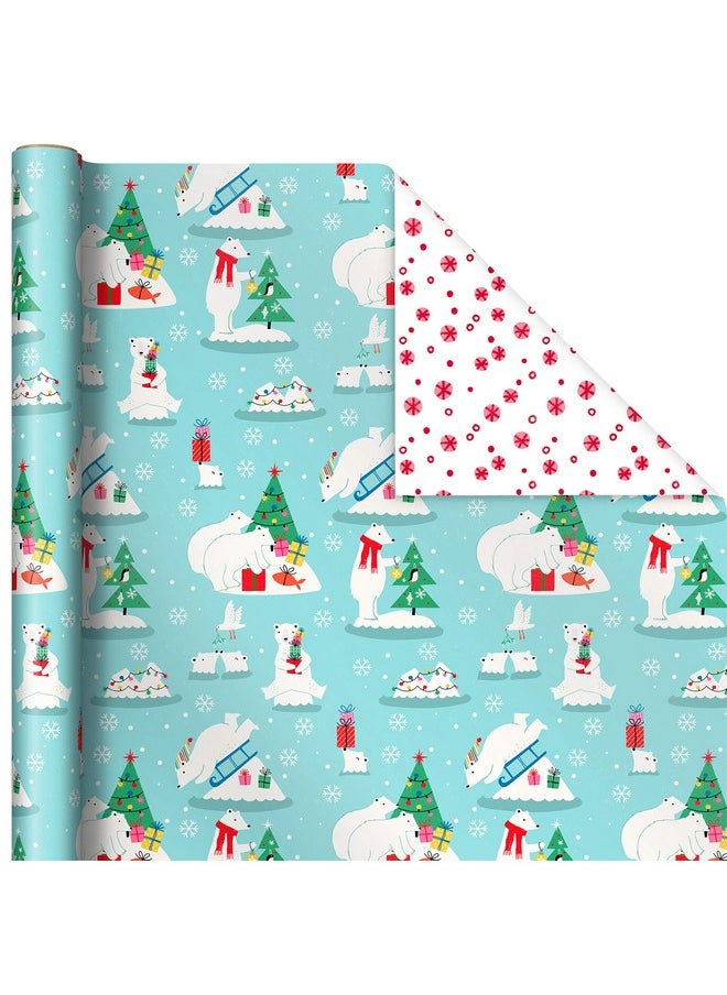 Hallmark Hallmark Trendy Reversible Christmas Wrapping Paper for Kids (3 Rolls: 120 sq. ft. ttl) Dinosaurs, Koalas, Polar Bears, Penguins, Camels, Zebras, Stripes  - Image 4