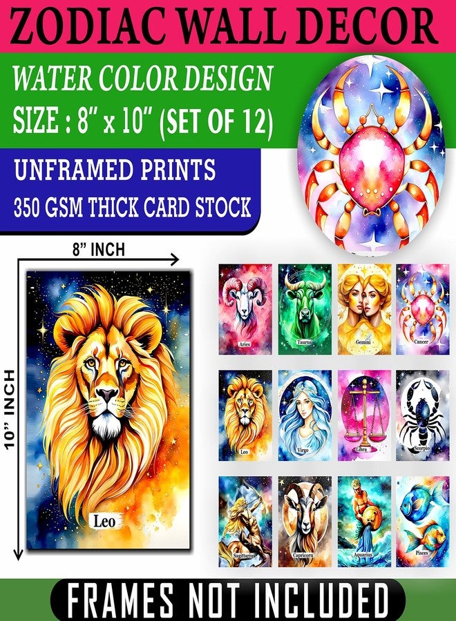 PARTH iMPEX Zodiac Wall Art - Astrology Spiritual Room Decor - Aesthetic Astronomy Pictures for Bedroom or Office - 8x10 Unframed Prints - Pisces, Leo, Libra, Aries & More - Image 2