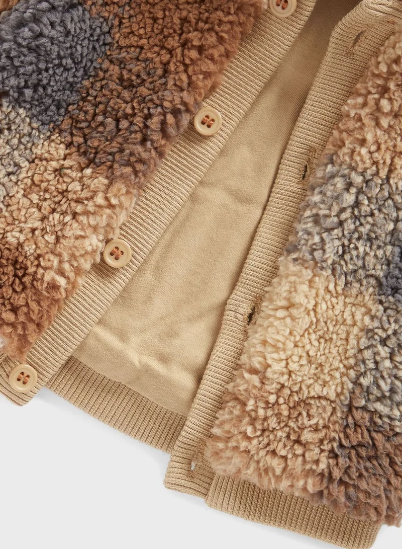 mothercare Checked Borg Cardigan