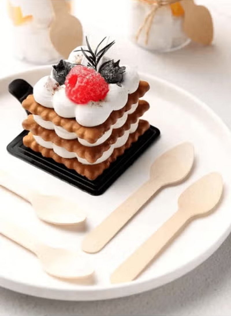 100 PCS EASY TO USE WOODEN SPOONS FOR PARTY AND SPECIAL OCCASIONS: Lightweight and easy to handle, guests are comfortable using them.  - Image 4
