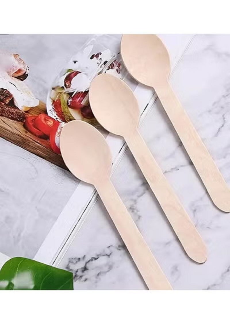 100 PCS EASY TO USE WOODEN SPOONS FOR PARTY AND SPECIAL OCCASIONS: Lightweight and easy to handle, guests are comfortable using them.  - Image 1