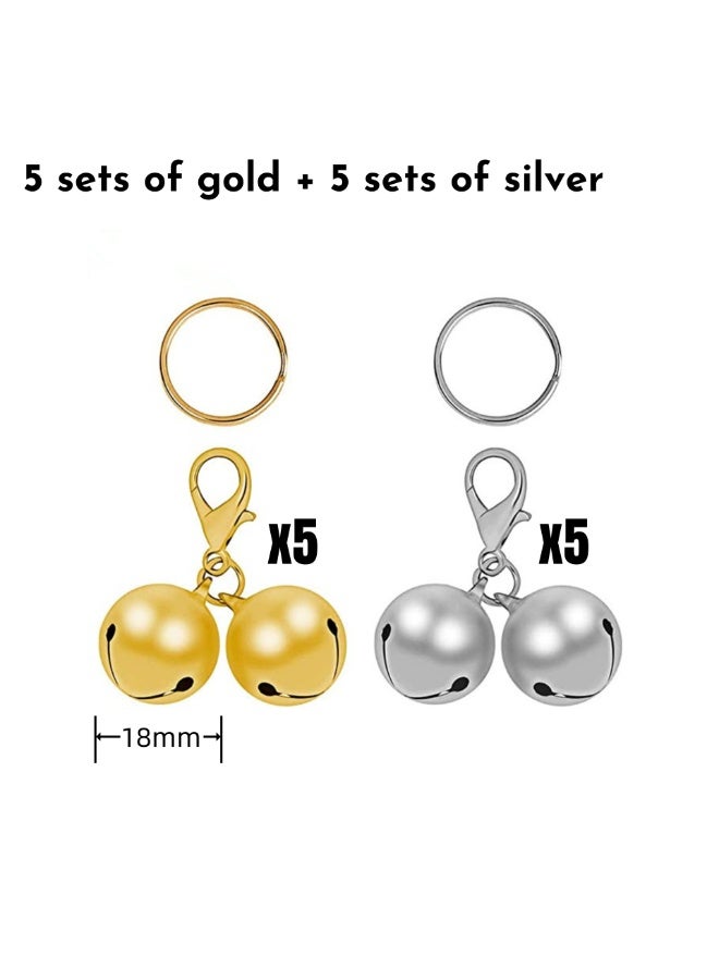 NOVOLAN Pet Collar Pendant Bells, 10-Piece Set of 18mm Dog & Cat Collar Bells in 5 Gold & 5 Silver Colors, Pet Accessory for Anti-Loss Training, Identification, Decoration, for Enhancing Pet Collars - Image 3
