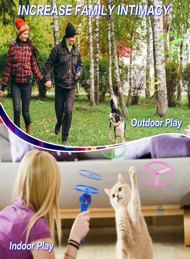HOMQYTE Rechargeable Disc Launcher with 6 Flying Spinners for Outdoor Activities Game White Elephant Gift Fidget Toys (Blue) - Image 5