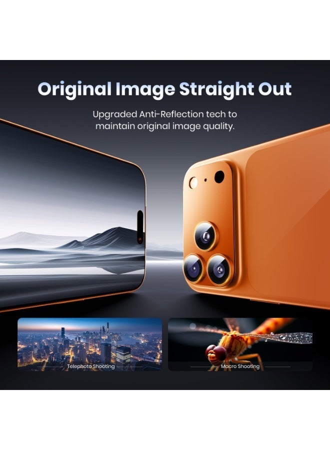 iPhone 17 Pro Camera Lens Protector - Matte Metal Plate Military Grade Shatterproof 9H Tempered Camera Glass Cover, Scratch Resistant, Case Friendly - Image 2